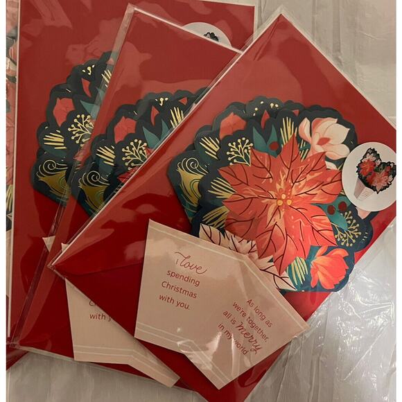 Six (6) Christmas Pop Open Paper Flower Bouquet Cards - Picture 4 of 9